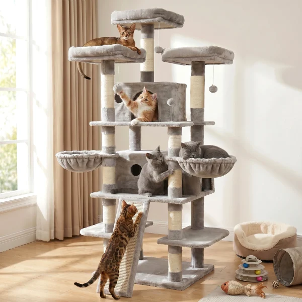 FOOWIN 173cm 68in Large Multi Level Cat Tree Tower Indoor