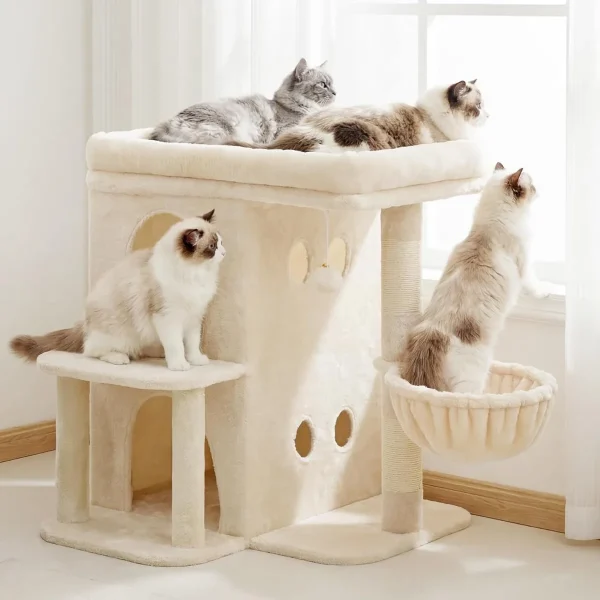 25.6 inch tall cat tower with large perch